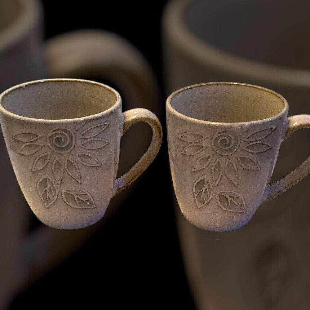 Pfaltzgraff Daisy Chain Coffee Mugs Cups 4" Set Of 2 Cups - Picture 9 of 9